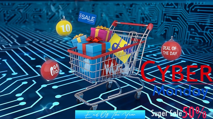 PSD cyber monday sale banner templet for online shopping
