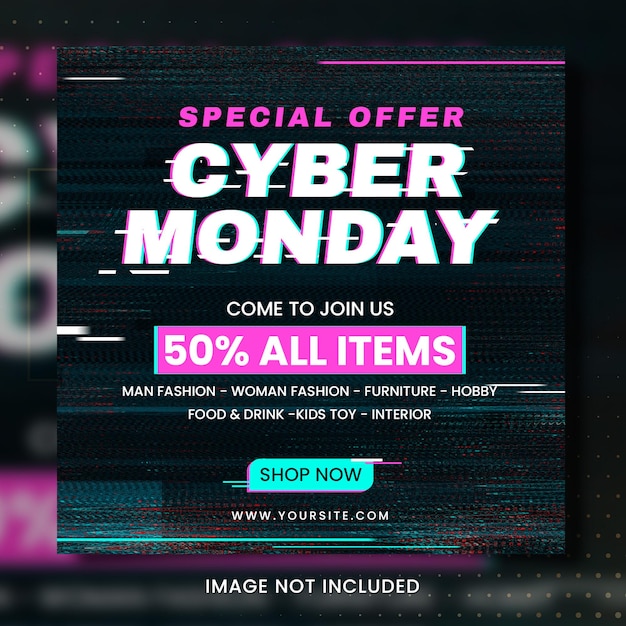 PSD banner di vendita di cyber ​​monday