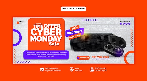 PSD cyber monday sale facebook cover template