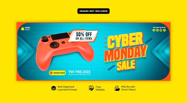 PSD cyber monday sale facebook cover template