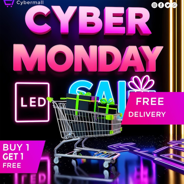 PSD cyber monday sale hd 5k шаблон постов в социальных сетях
