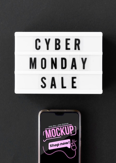 PSD cyber monday sale promo with phone mock-up