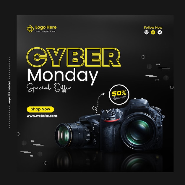 Cyber monday sale social media post design template