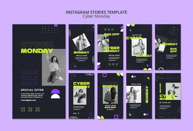 PSD storie di instagram sulle vendite del cyber monday