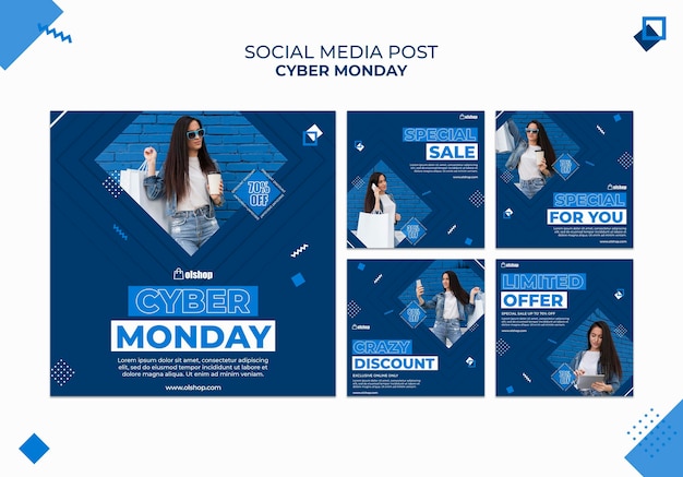PSD modello di post sui social media di cyber lunedì