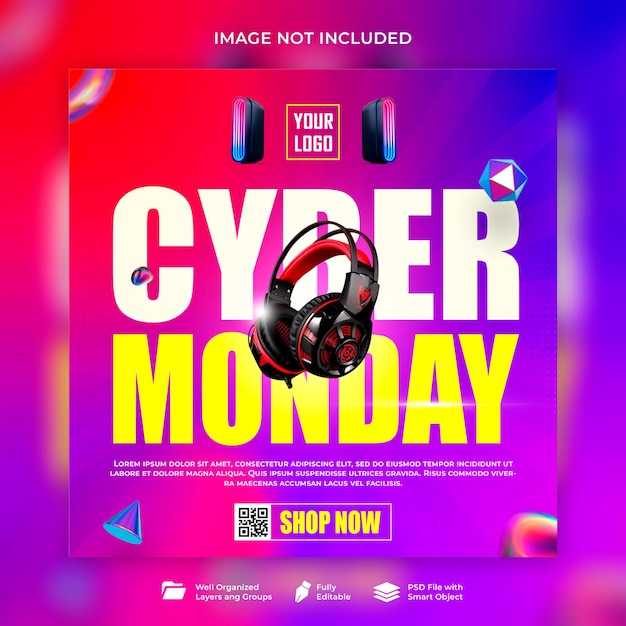 PSD cyber monday social media template design