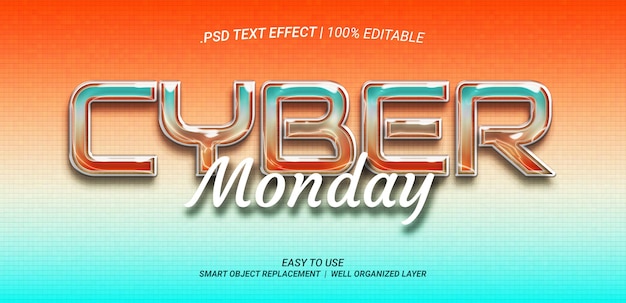 Cyber monday text effect with futuristic technology concept editable