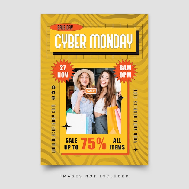 PSD cyber monday vertical poster template