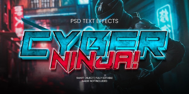 PSD cyber ninja! efekt tekstowy