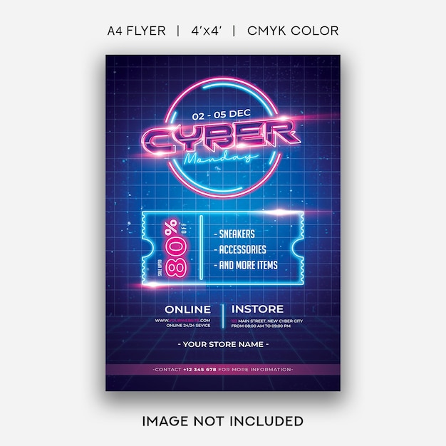 Cyber poniedziałek Neon Flyer szablon