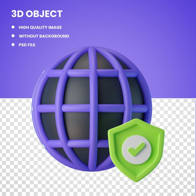Cyber security 3d globe icon