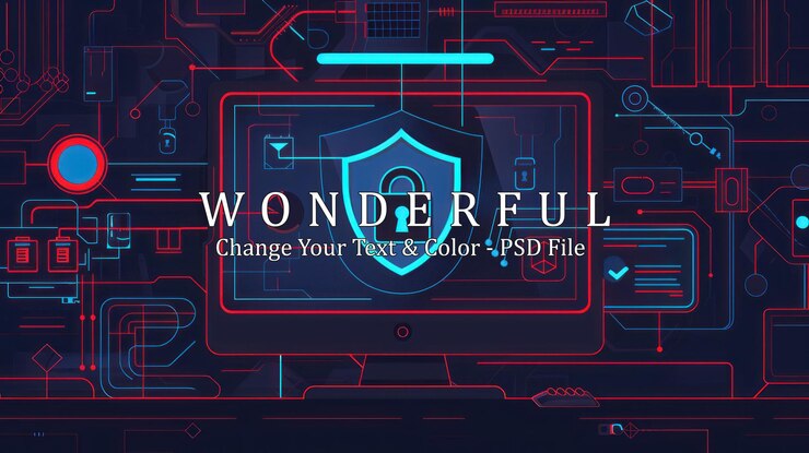 PSD サイバーセキュリティのイラスト デジタルシールド データの保護