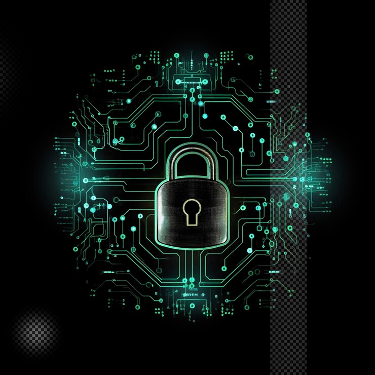PSD cyber security lock transparent background