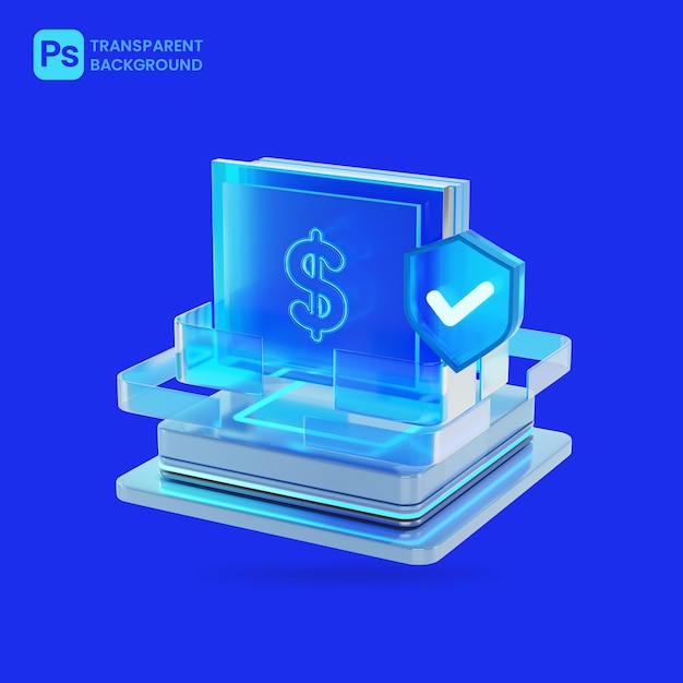 PSD cyber security of online financial manage and safety check mark