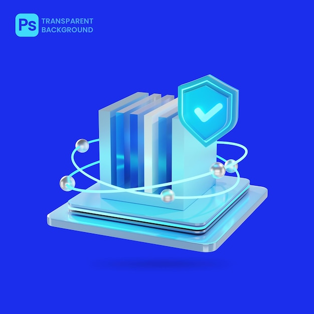 PSD cyber security of server technology and safety check mark