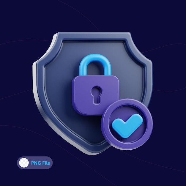 Cyber security shield 3d illustration