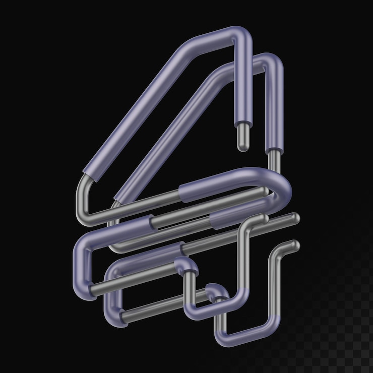 PSD cyber style isolated 3d render letter 4