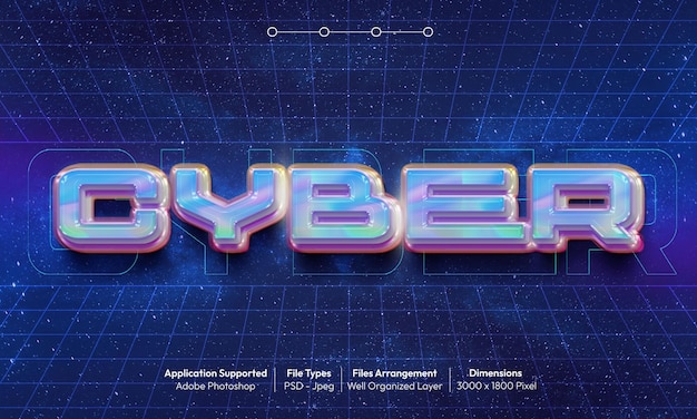cyber text effect with 3d font style 03