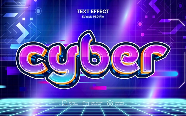 PSD cyber text effect