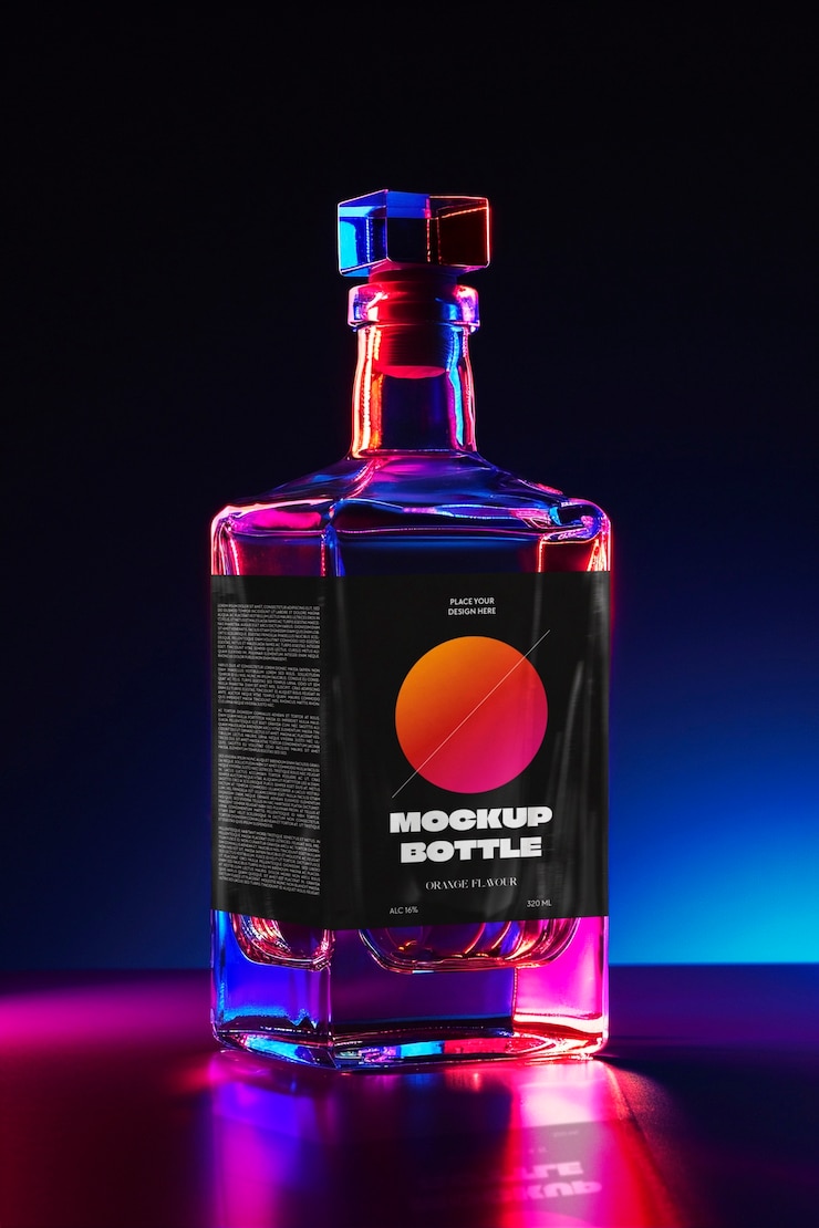 PSD cybercore aesthetic bottle mockup