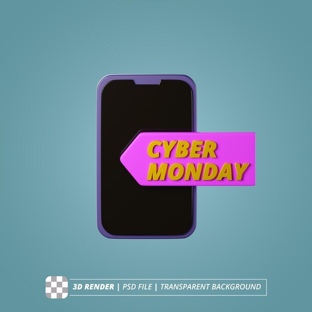 PSD cybermonday mobile 3d render geïsoleerde beelden