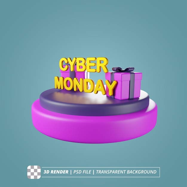 PSD cybermonday podium 3d render geïsoleerde beelden