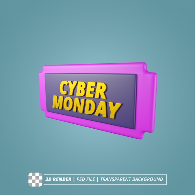 PSD cybermonday ticket 3d render geïsoleerde beelden