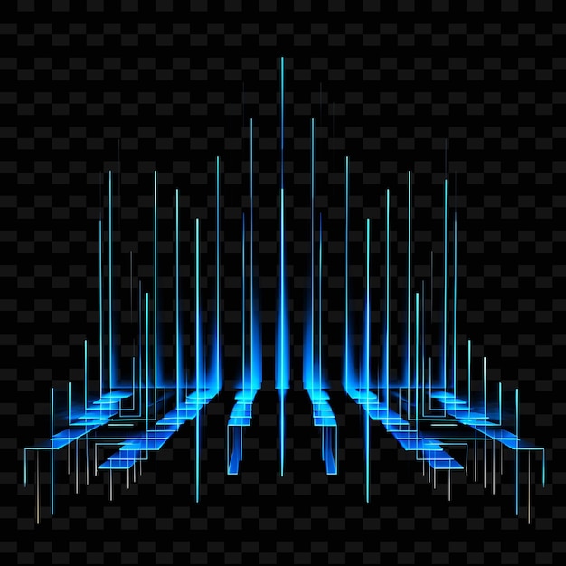 PSD cybernetic borderline design neon lines style augmented limb png y2k shapes transparent light arts