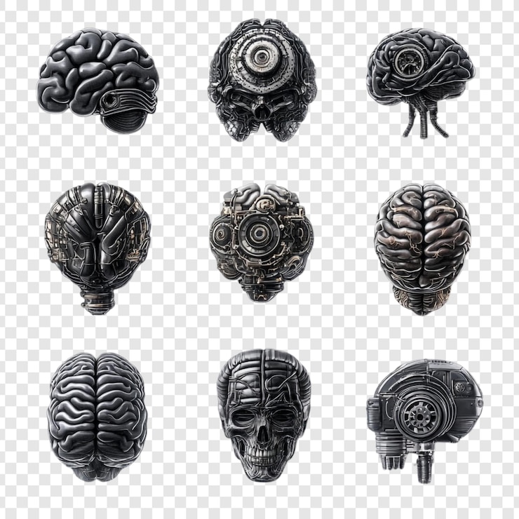 PSD cybernetic brains a collection of nine futuristic brain designs