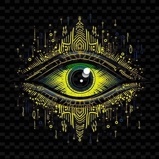 PSD cybernetic eye borderline design neon lines style eye design shape y2k neon light art kolekcje