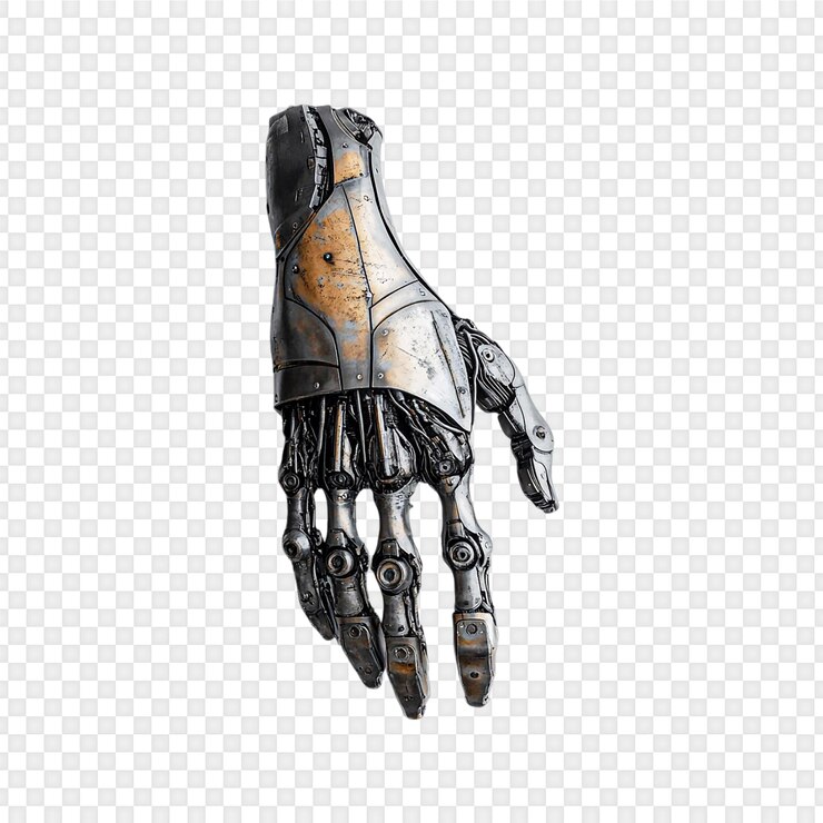 PSD cybernetic hand isolated on transparent background