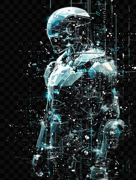 PSD cybernetic malfunction glitch with robotic elements circuit texture effect fx film bg collage art