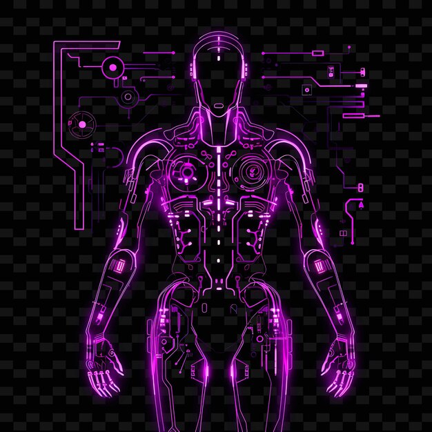 PSD cybernetische cyberpunk lichtgevende neonlijnen robotarmen electr png y2k vormen transparant licht arts