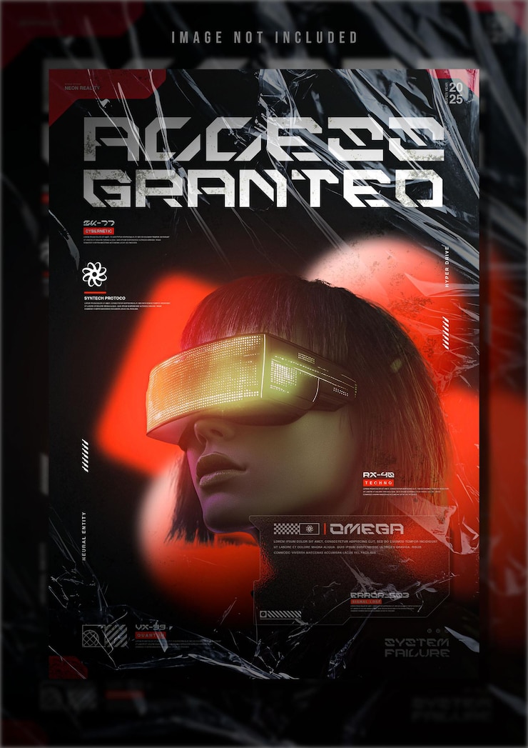 PSD cyberpunk aesthetic flyer poster design