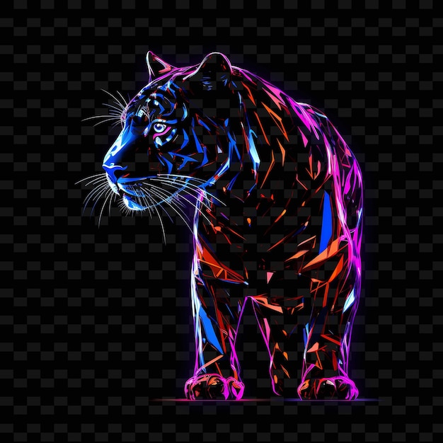 PSD cyberpunk animal borderline design neonowe linie styl robotic png y2k kształty przezroczyste sztuki świetlne