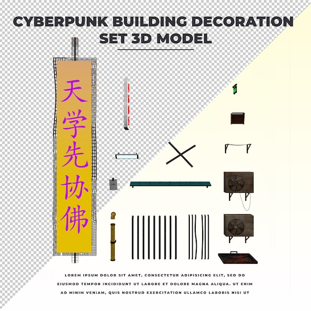 Set di decorazioni per edifici cyberpunk