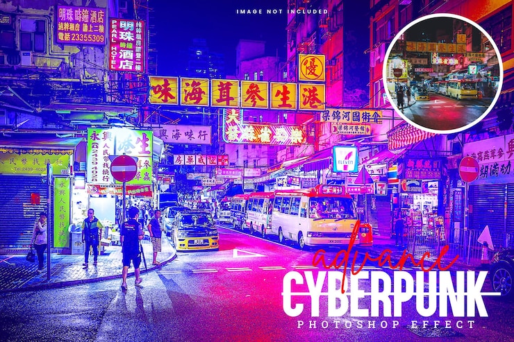 PSD cyberpunk color effect template