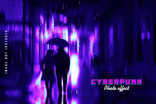 PSD cyberpunk color effect template