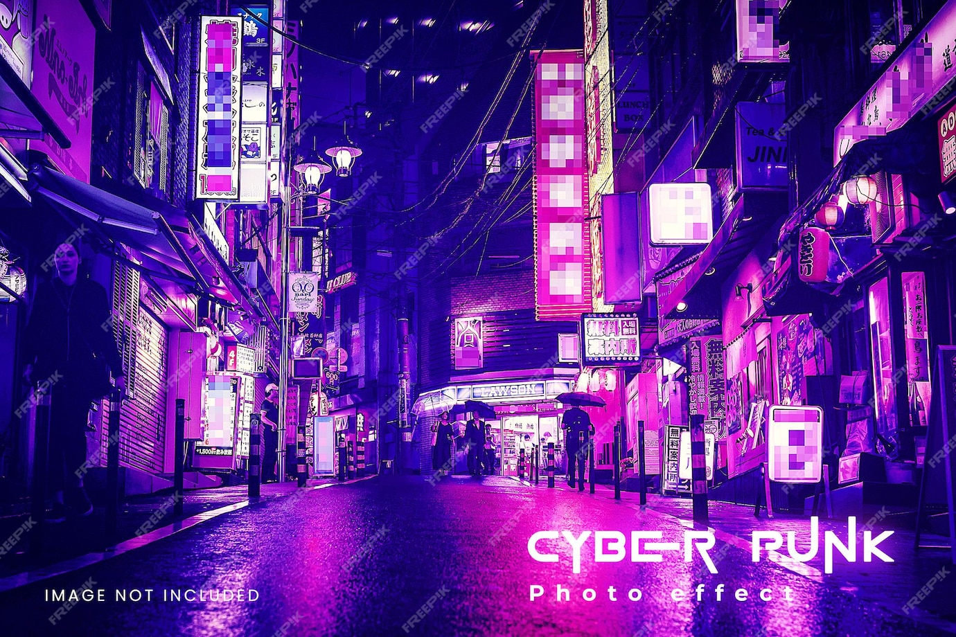 Premium PSD | Cyberpunk color poster effect photo mockup add on