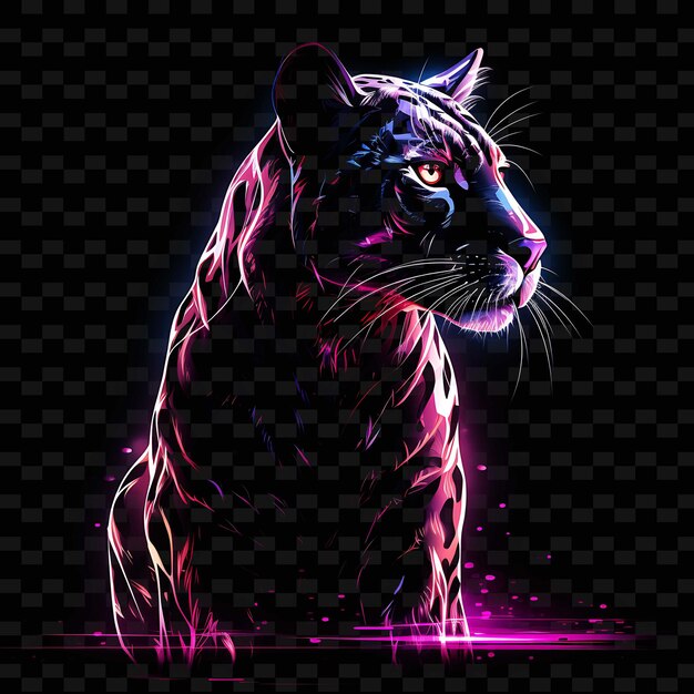 PSD cyberpunk dieren borderline ontwerp neon lijnen stijl robotachtig png y2k vormen transparant licht kunst