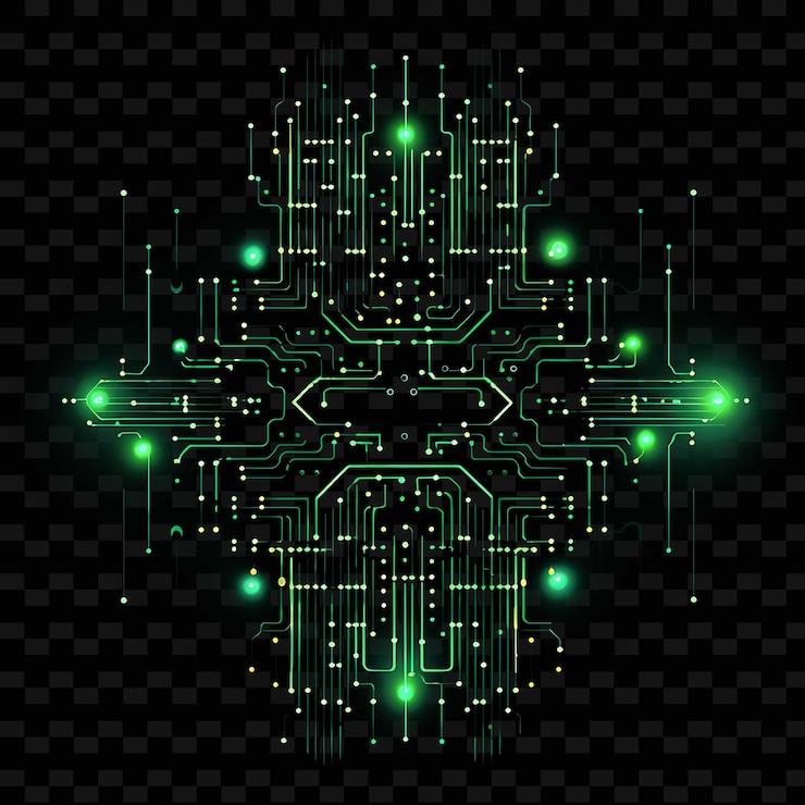 PSD cyberpunk fusion radiant neon lines circuit boards neon gree shape y2k neon light art collections