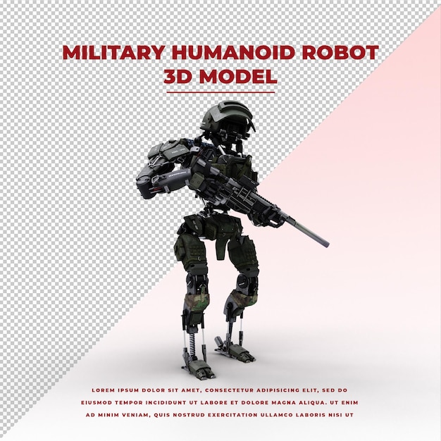 Cyberpunk Future Tech Military Humanoid Robot trzymający broń