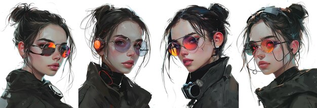 PSD cyberpunk girl art cutout