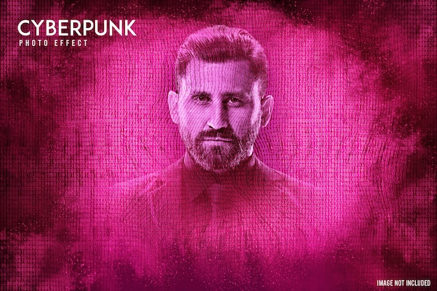 Cyberpunk hacker portrait photo effect