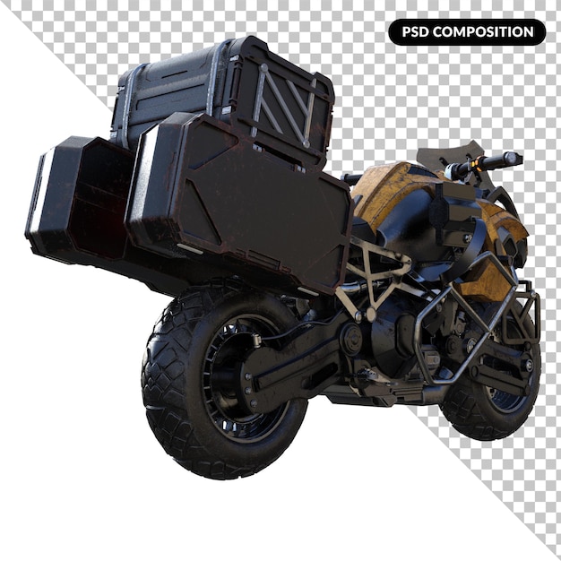 PSD cyberpunk motorcycle isolated 3d rendering