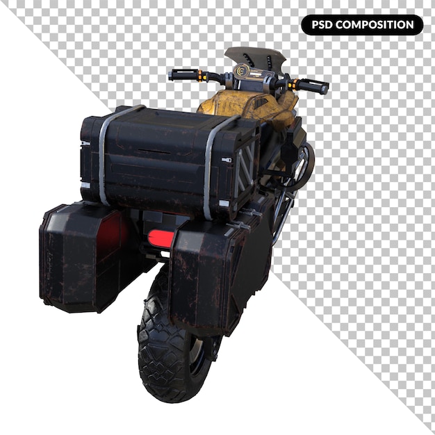 Cyberpunk motorcycle isolated 3d rendering