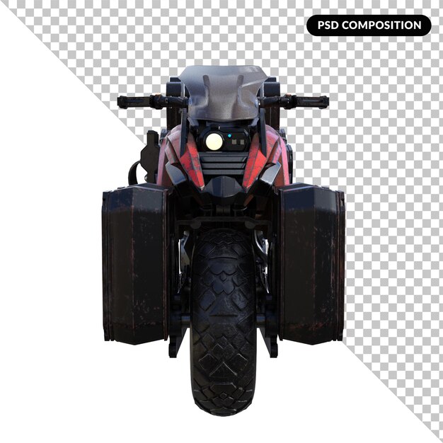 Cyberpunk motorcycle isolated 3d rendering