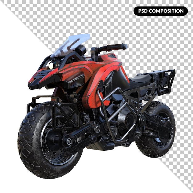 Cyberpunk motorcycle isolated 3d rendering