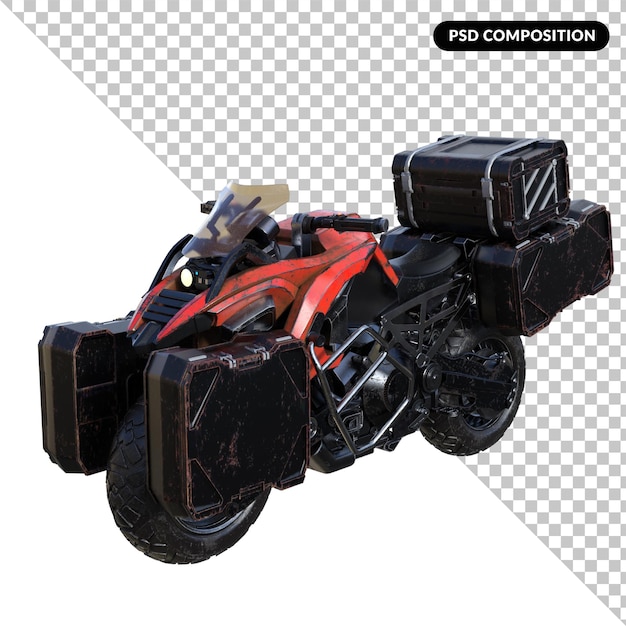 PSD cyberpunk motorfiets geïsoleerde 3d rendering