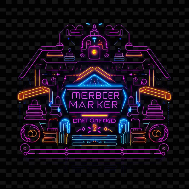 PSD cyberpunk night market borderline design neon lines style ne shape y2k neon light art collezioni